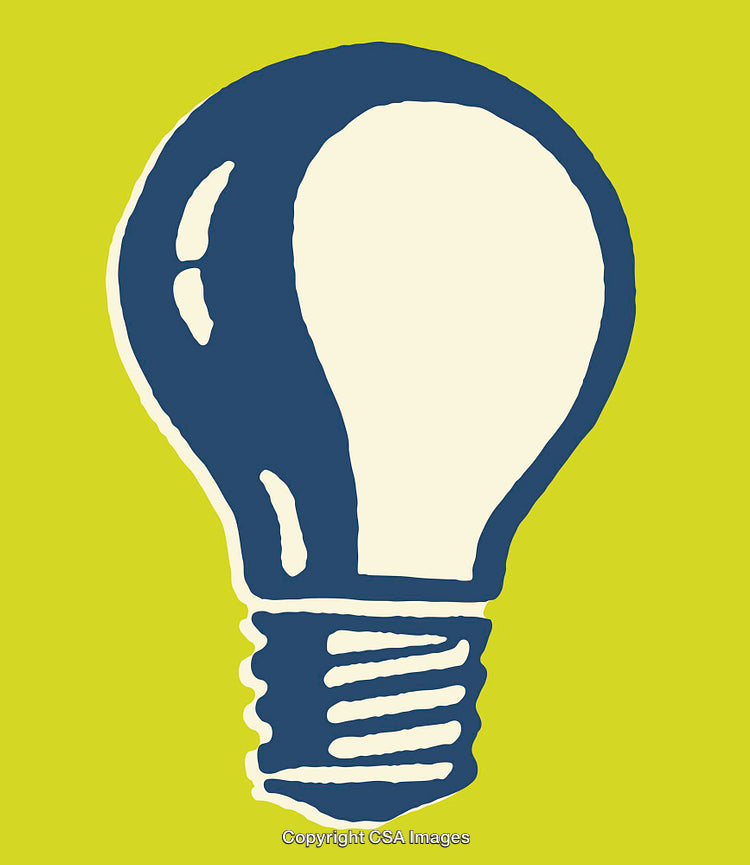 Colorful Illustration of a Blue Light Bulb on Bright Green Background