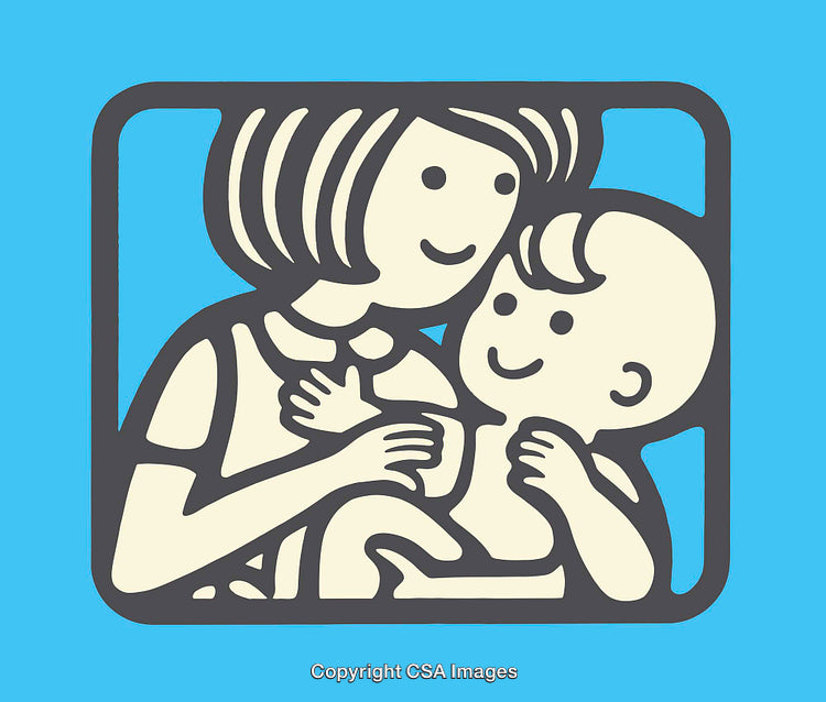 Illustration of a Mother Holding a Baby With a Loving Expression