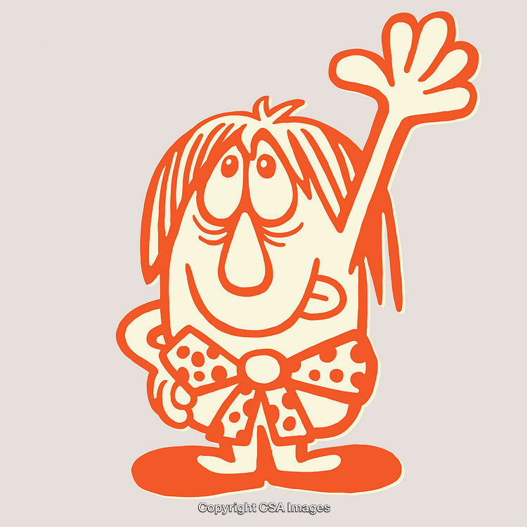 Whimsical Cartoon Character with Outstretched Arm in Playful Line Art Style
