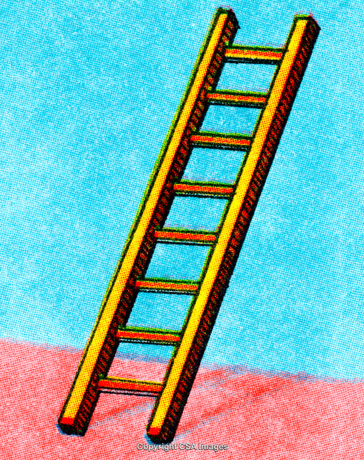 Colorful Illustration of an Upright Ladder on Vibrant Background