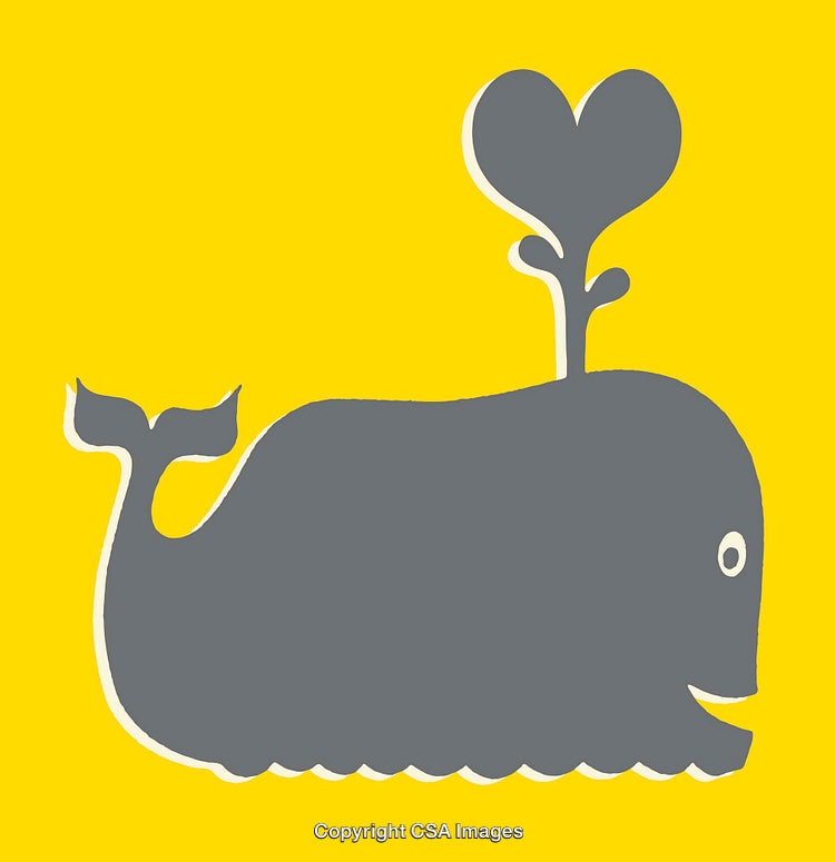 Illustration of a Cheerful Whale with Heart-Shaped Water Spray
