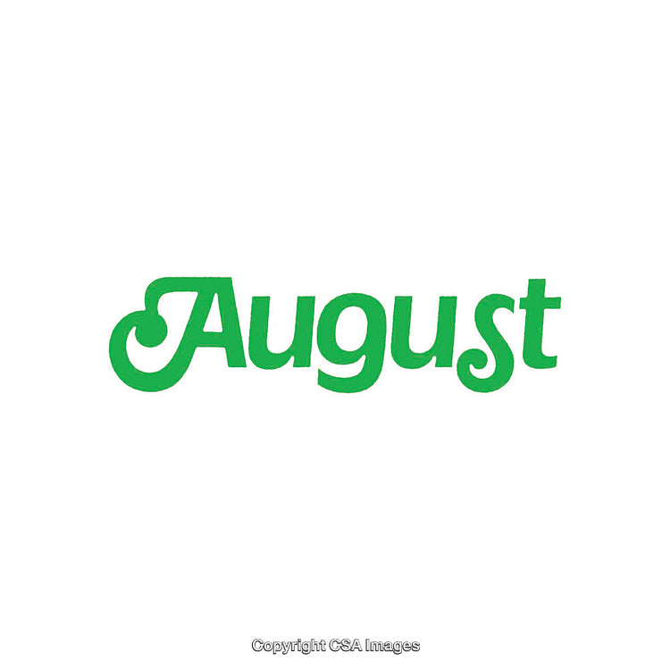 Green Stylized August Text on a Clean White Background
