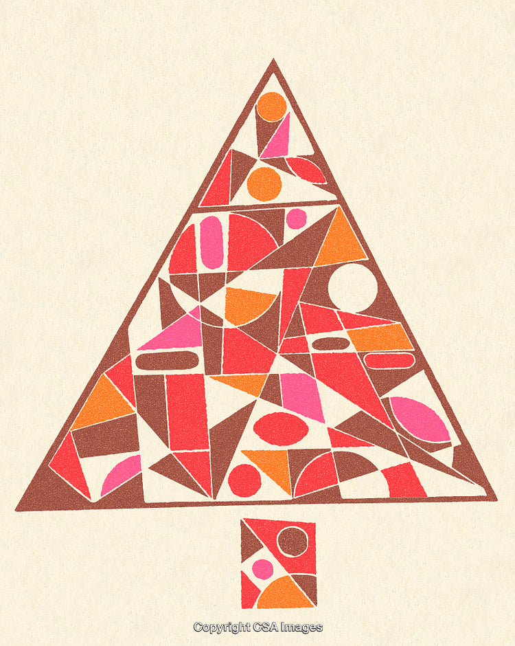 Abstract Geometric Christmas Tree With Bright Color Patterns