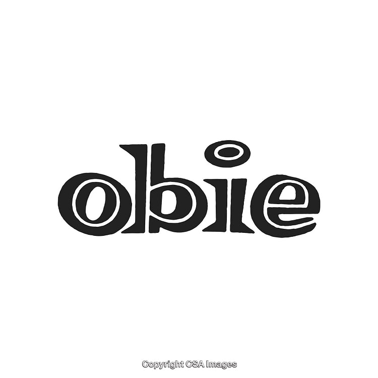Black Retro Styled Obie Logo on White Background