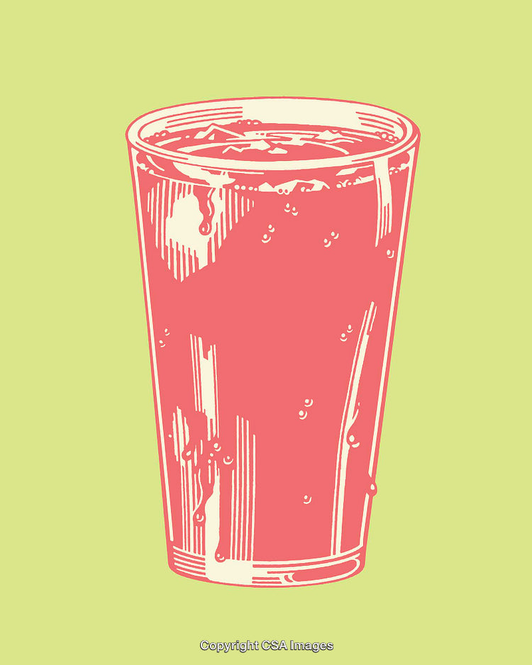 Colorful Line Art Illustration of a Glass of Sparkling Drink