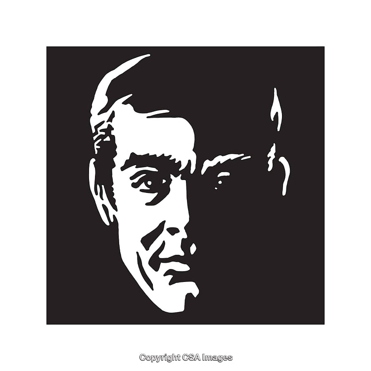 Black and White Line Art Illustration of a Man's Portrait