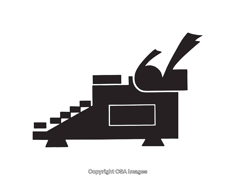 Silhouette of a Vintage Cash Register with Receipt Tape