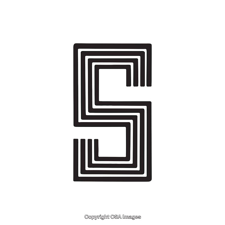 Stylized Black Letter S with Geometric Line Design in Minimalist Style