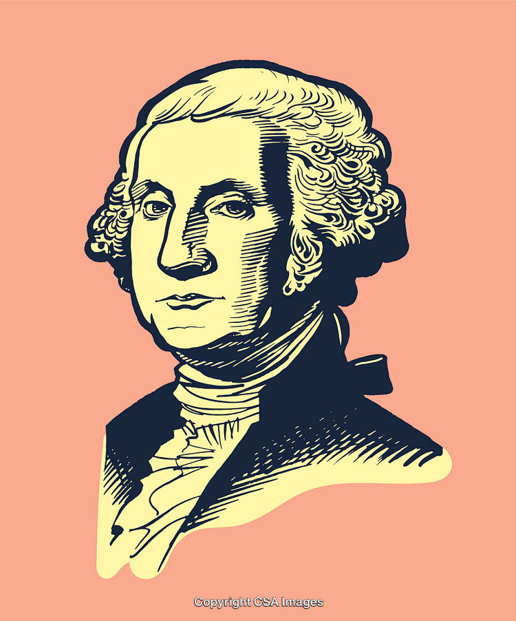 Pop Art Style Illustration of a Historical Figure on Colored Background