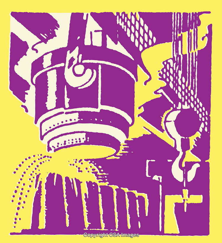 Illustration of Industrial Equipment with Abstract Line Art Design Style