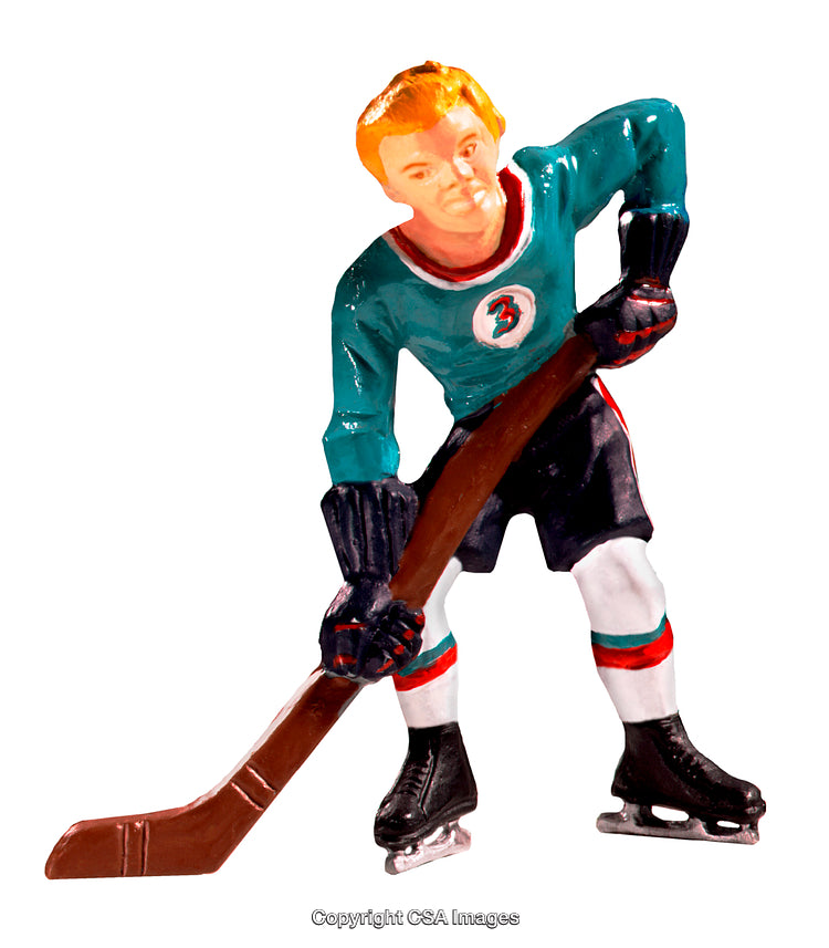 Detailed Action Figure of a Male Hockey Player With Ice Skates and Gear