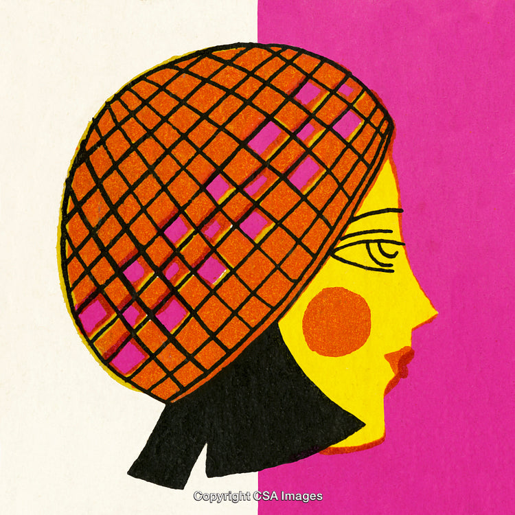 Stylized Illustration of a Woman in Vibrant Profile View.