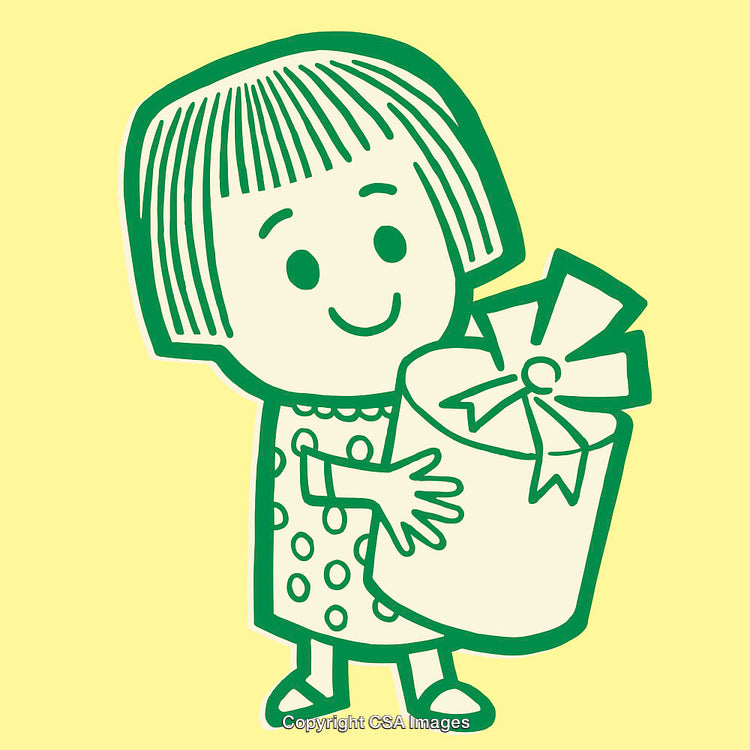 Cartoon Character Holding a Gift Box with Delightful Happiness