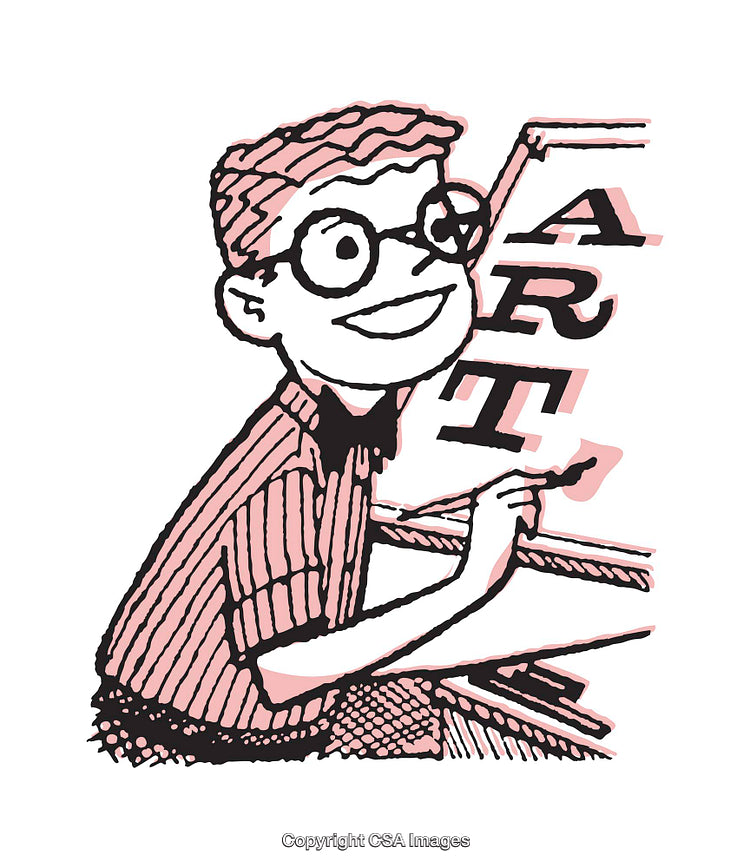 Retro Style Illustration of a Young Artist in Pink Shades