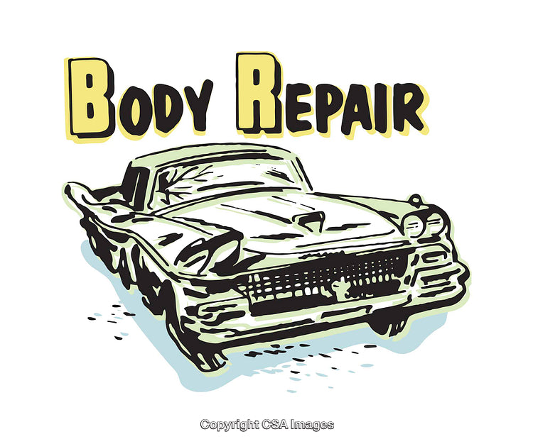 Classic Car Repair Illustration with Dynamic Color and Retro Design