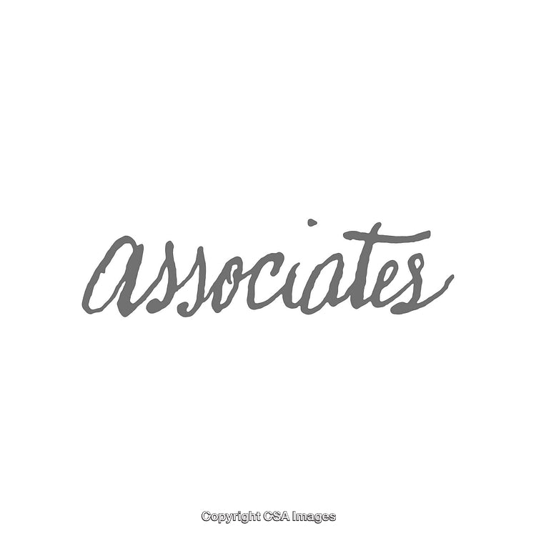 Handwritten Calligraphy Word Art Featuring 'Associates' in Grey on White Background