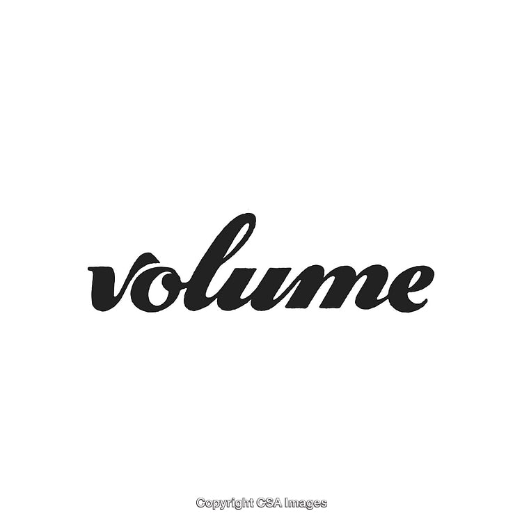 Elegant Typography Displaying Black Handwritten 'Volume' Text on White Background