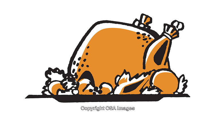 Illustration of a Roasted Turkey Served with Garnishing on a Platter
