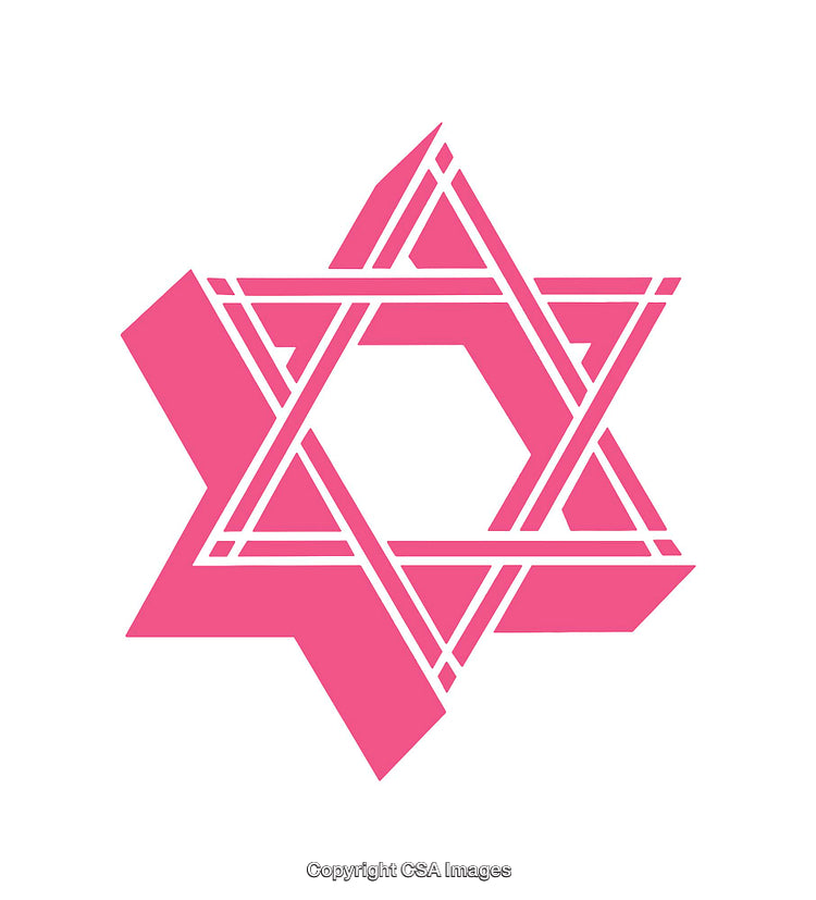 Pink Geometric Star Icon with Modern Linear Design Elements