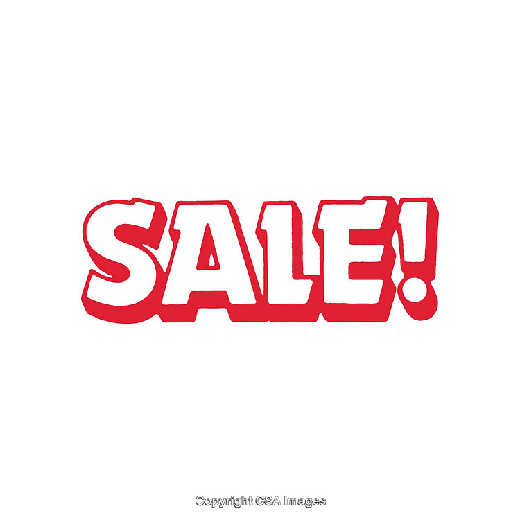 Bold Red Text Highlighting a Sale on White Background