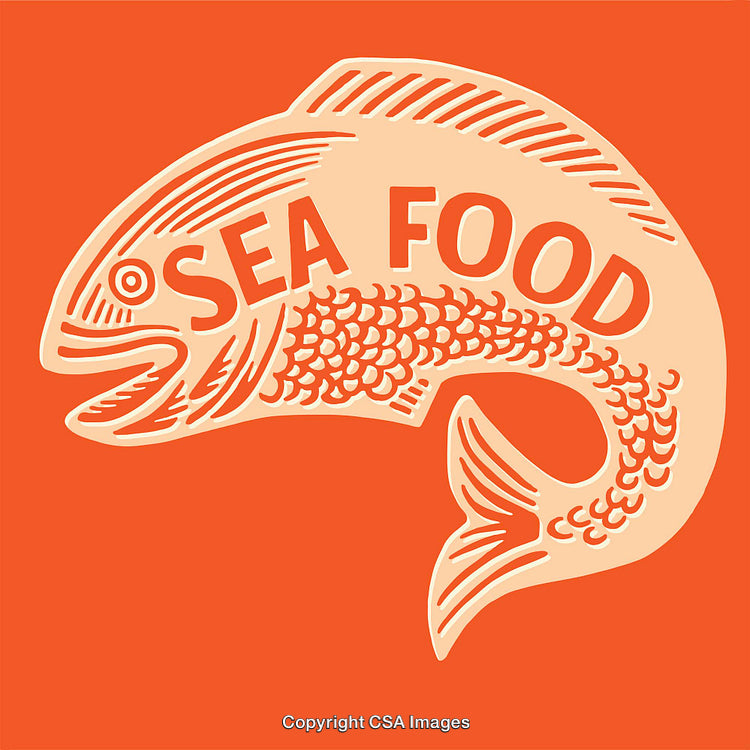 Stylized Fish Illustration Showcasing Seafood Concept in Bold Line Art Design