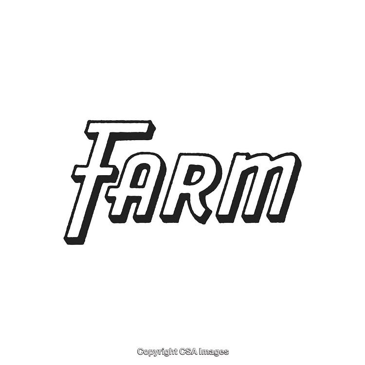 Retro Styled Farm Logo with Bold Text Design on White Background