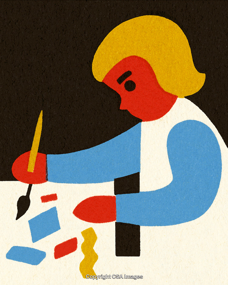 Colorful Illustration of a Child Engaged in Creative Artwork Activity