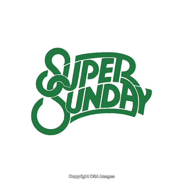 Green Lettering Design With 'Super Sunday' Displayed in Unique Typography