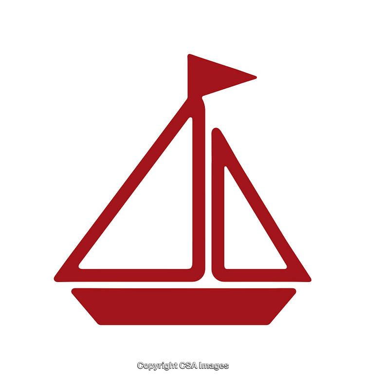 Simple Red Sailboat Icon with Minimalist Design in a Flat Style