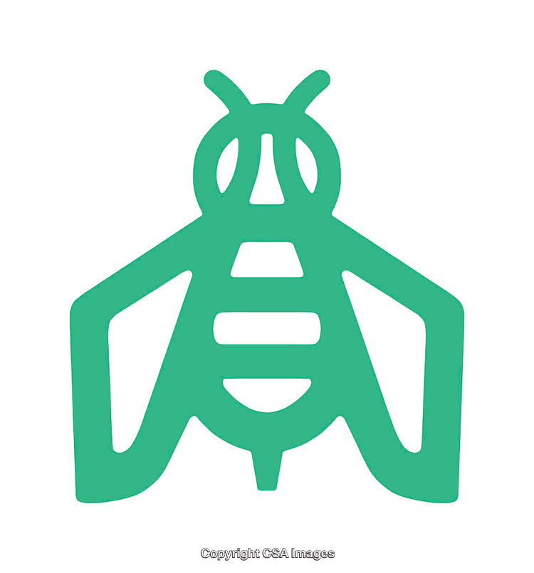 Green Minimalist Icon of a Bee with Geometrical Design