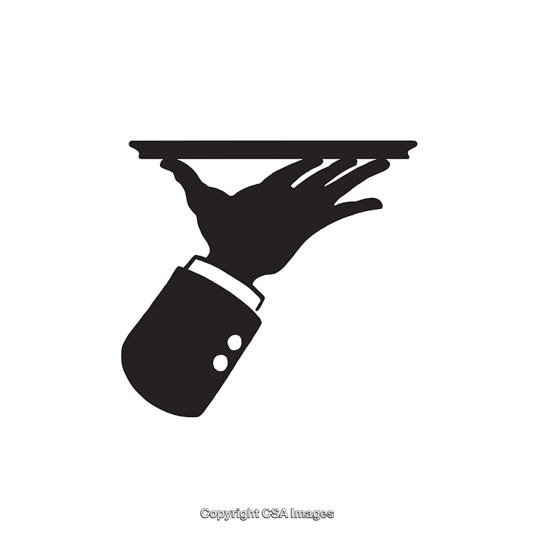 Silhouette of a Butler's Hand Holding a Serving Tray