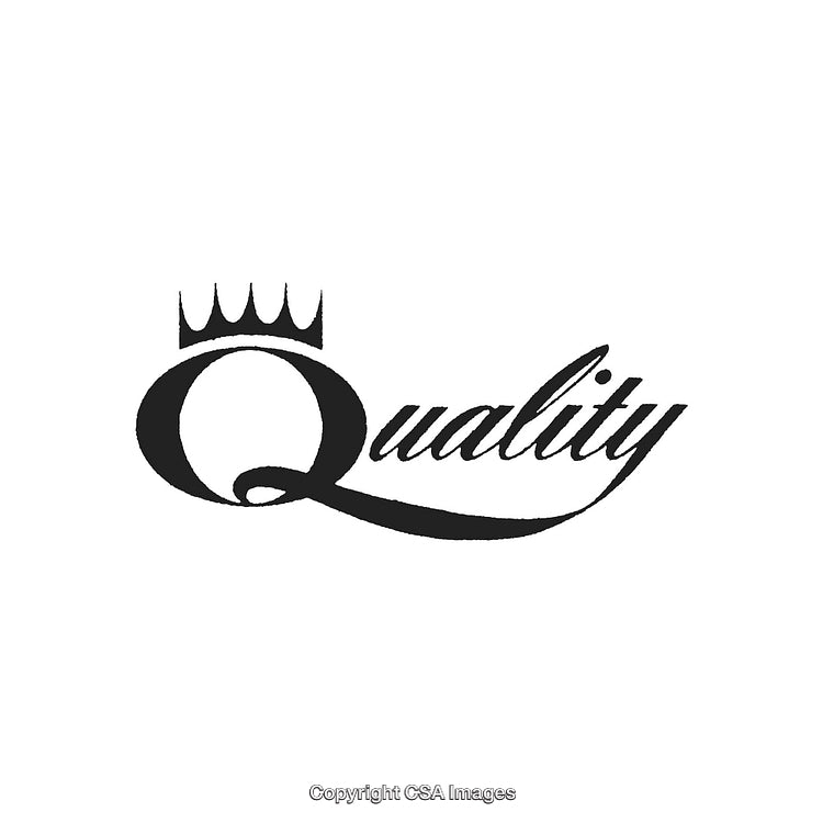 Stylized Decorative Word Art Featuring 'Quality' with a Crown Accent