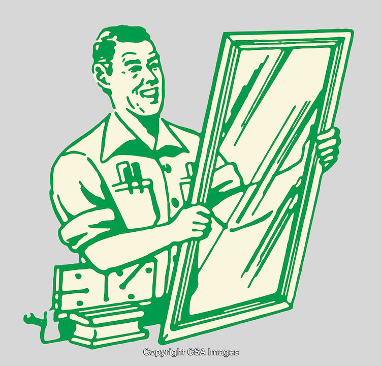 Retro-Inspired Illustration of a Man Holding a Glass Frame