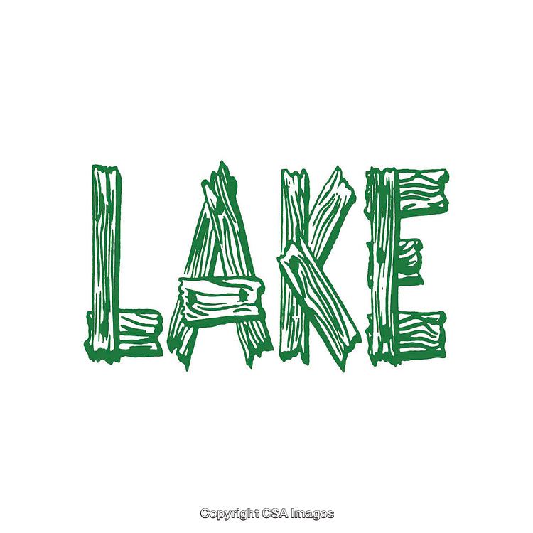 Rustic Green Wooden Lettering Design Reading 'Lake' in Bold Style