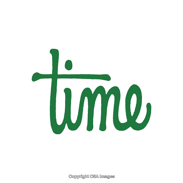 Green Handwritten 'Time' Word on White Minimalist Background