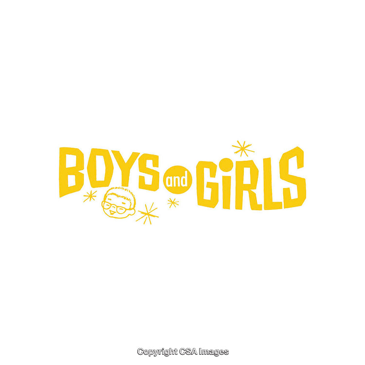 Bright Yellow Boys and Girls Text Artwork with Fun Illustrations