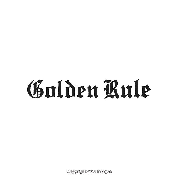 The Golden Rule Phrase in Elegant Gothic Blackletter Typography on White