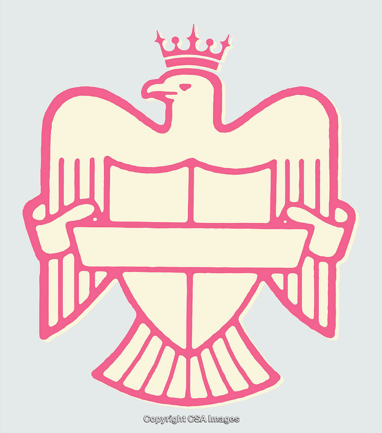 Crowned Eagle Emblem in Colorful Line Art Style