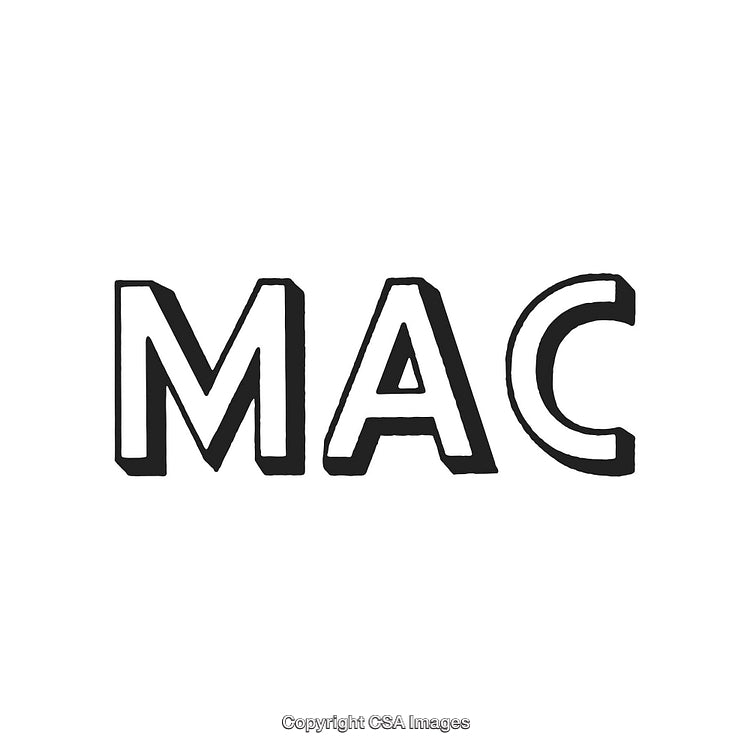 Bold Typography Design Featuring the Word MAC in Black and White Style
