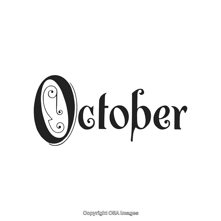 Stylish Calligraphic Typography Design Featuring the Word October in Artistic Style