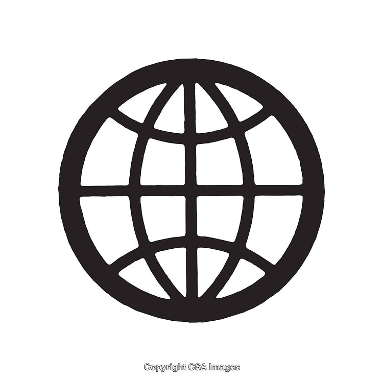 Black And White Globe Icon Representing Global Connectivity