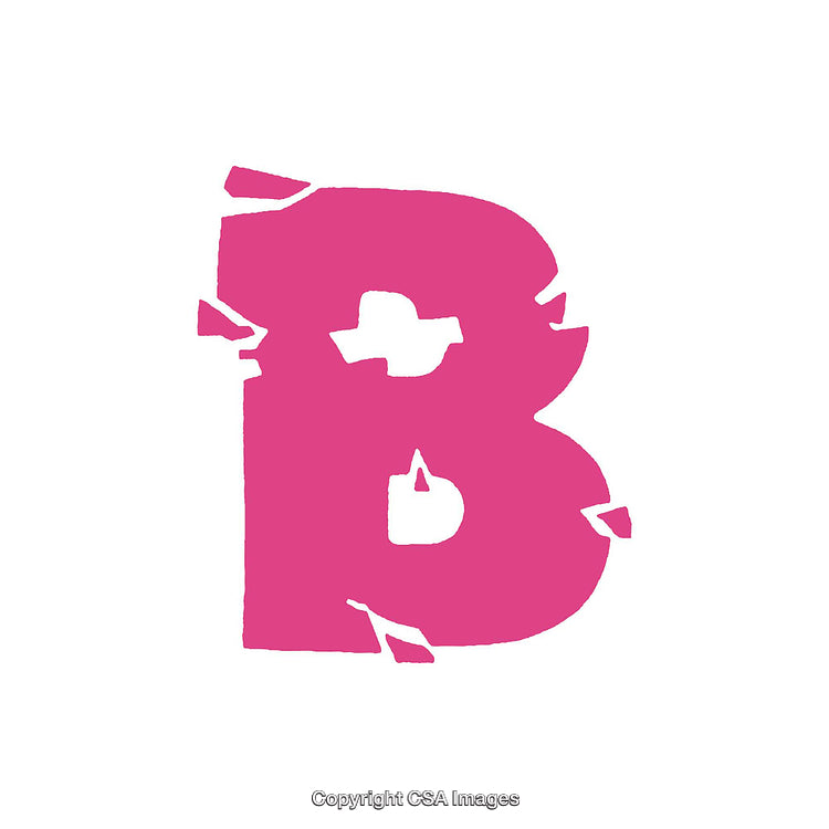 Bold Pink Letter B With Distressed Design on White Background