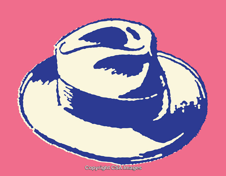 Colorful Illustration of a Stylish Hat on Vibrant Pink Background