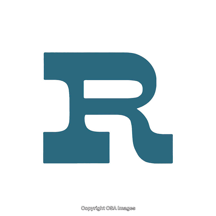 Bold Blue Serif Letter R Isolated on a White Background