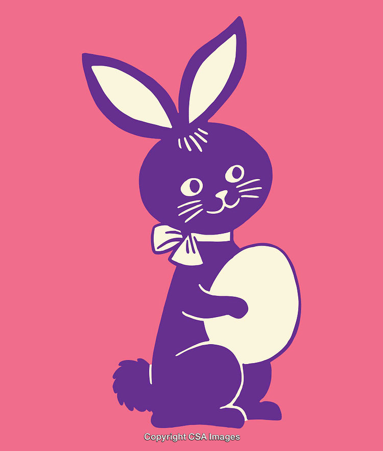 Colorful Illustration of a Bunny Holding an Easter Egg