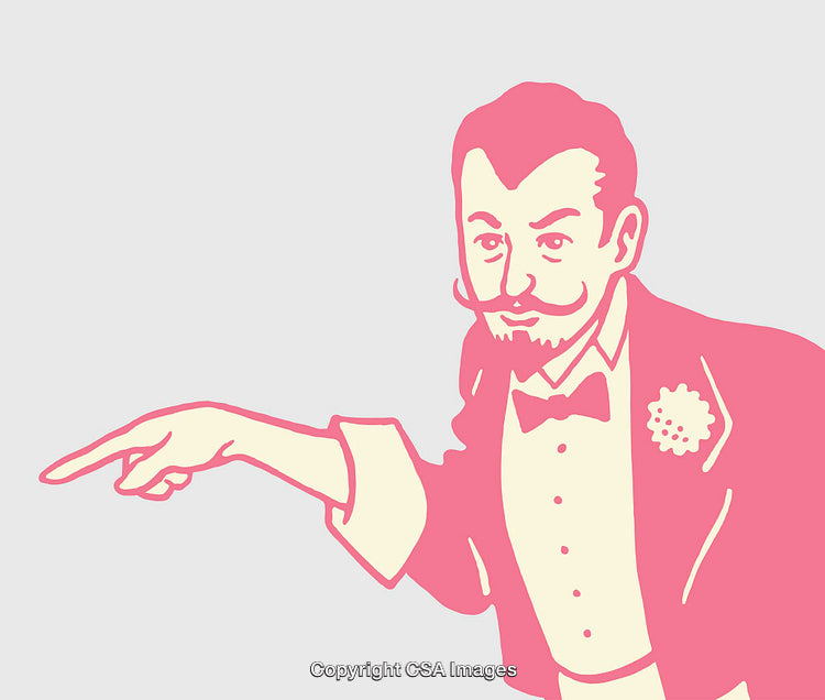 Vintage Styled Gentleman's Portrait in Pink and Cream Illustration