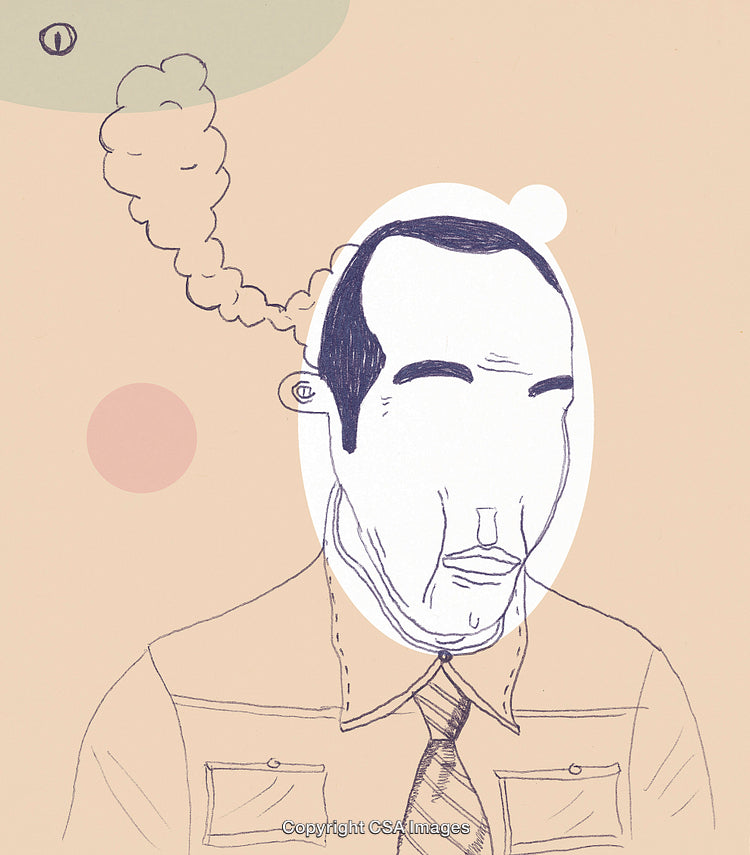 Abstract Artistic Illustration of a Man with Surreal Features and Background