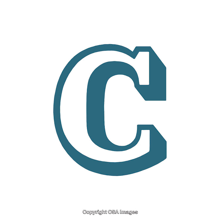 Blue Letter C with Bold Font Style on White Background