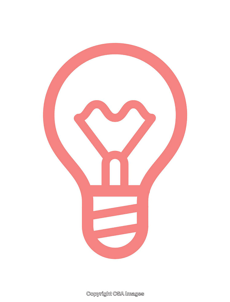 Minimalistic Red Lightbulb Icon on a Clean White Background