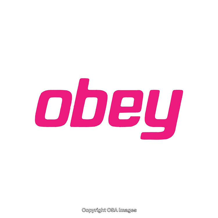 Pink Minimalist Text Design Featuring the Word Obey on White Background